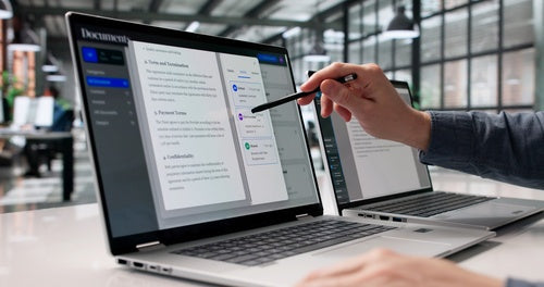 Microsoft Copilot in Word proposing a tracked change to a contract clause, with the legal skills panel open beside the agreement.